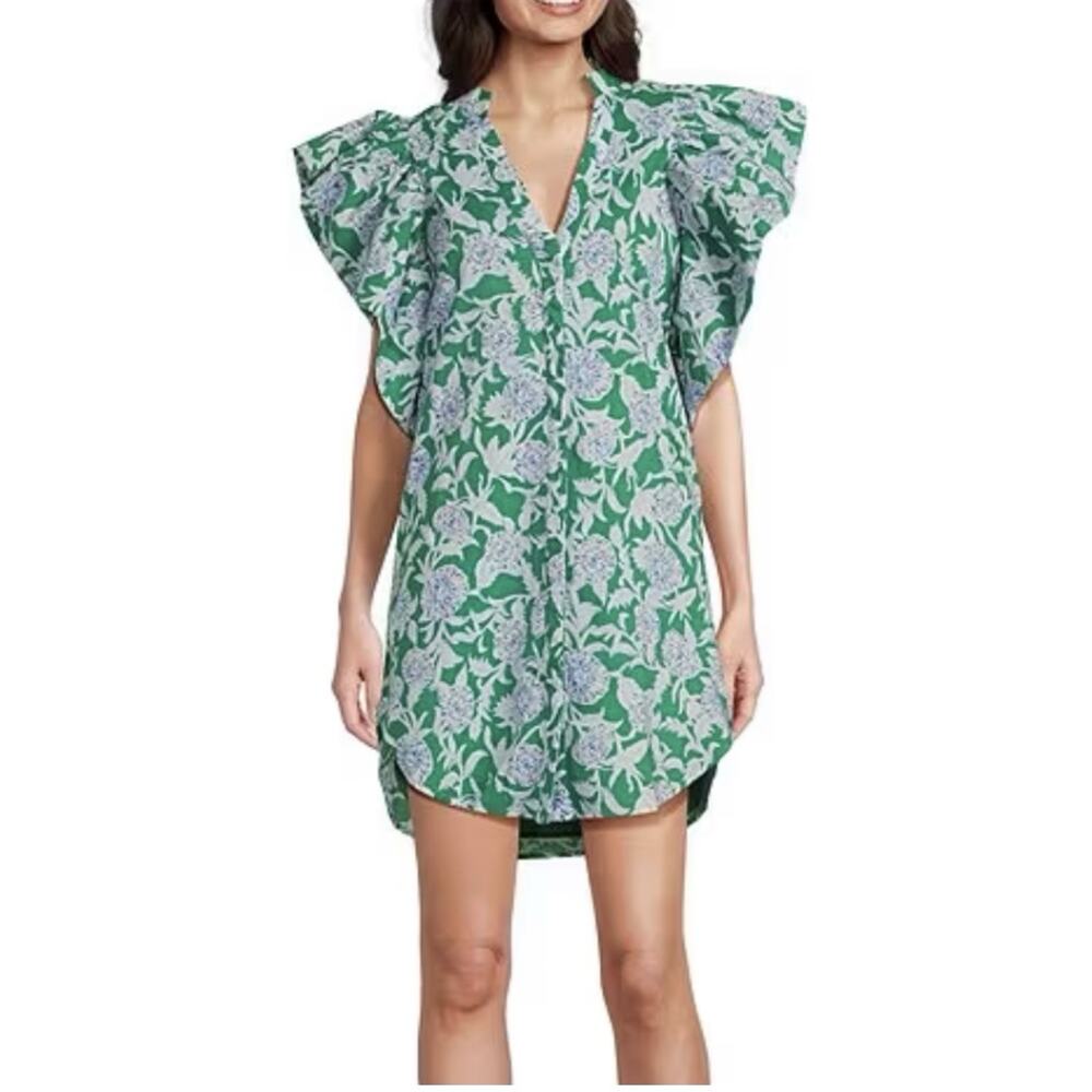 J. Marie Merritt Floral Button Down Mini Shirt Dress size Medium NEW